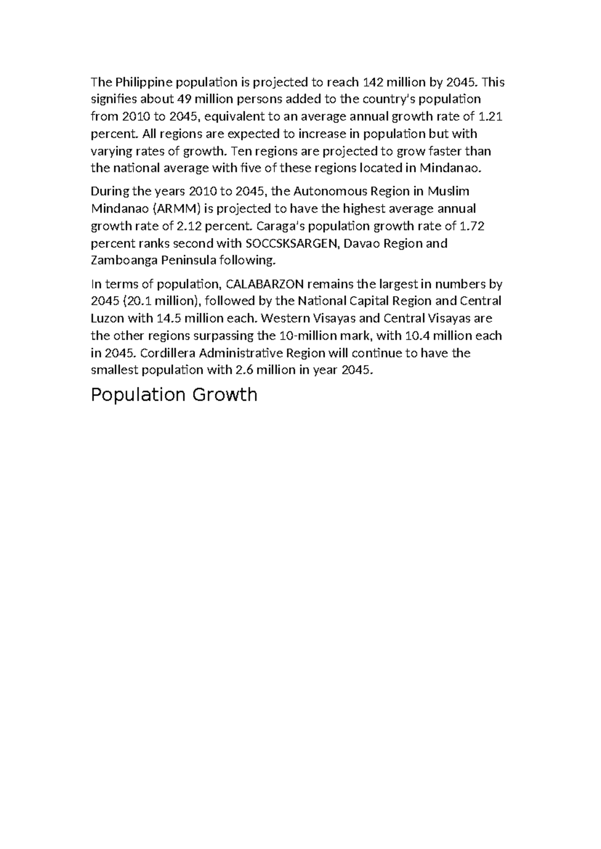 Population Growth in the Philippines Reference - The Philippine ...
