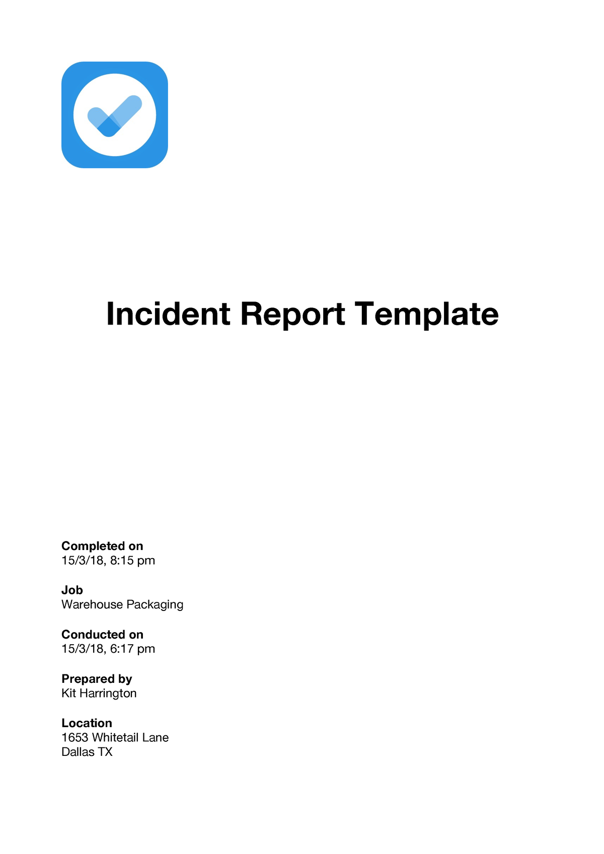 Incident report template sample complete - Incident Report Template ...