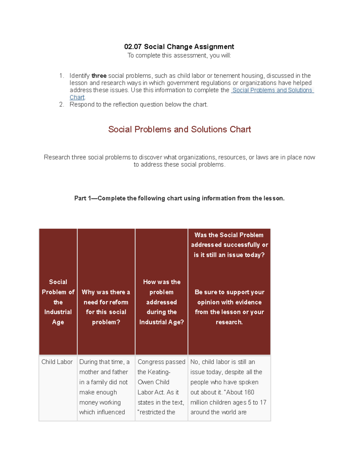 02.07 Social Change Assignment 02 Social Change Assignment To