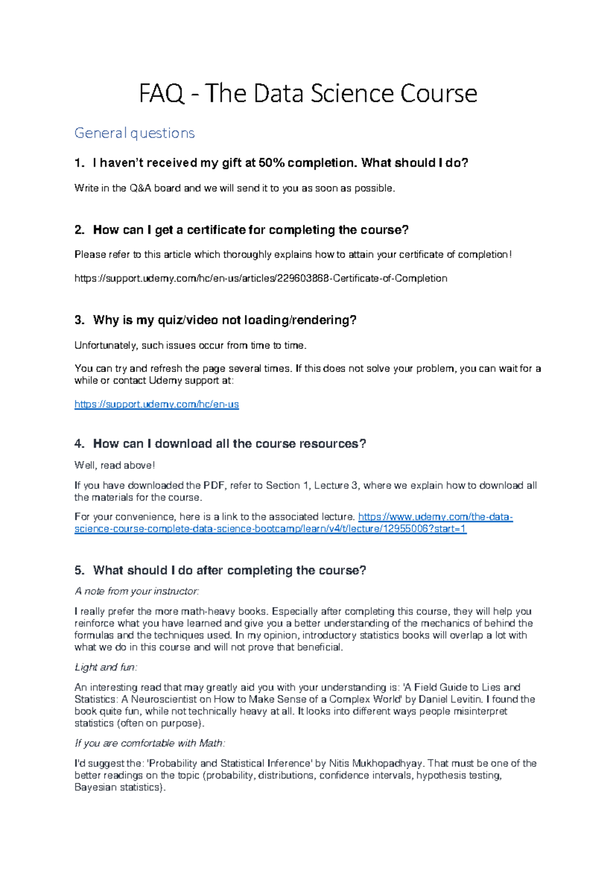 Data Science Course - FAQ - The Data Science Course General questions 1 ...