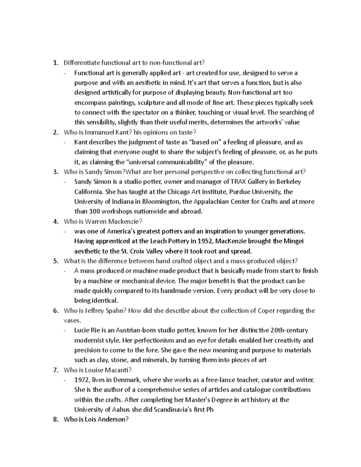 Differentiate functional art to nonfunctional art 1. Differentiate