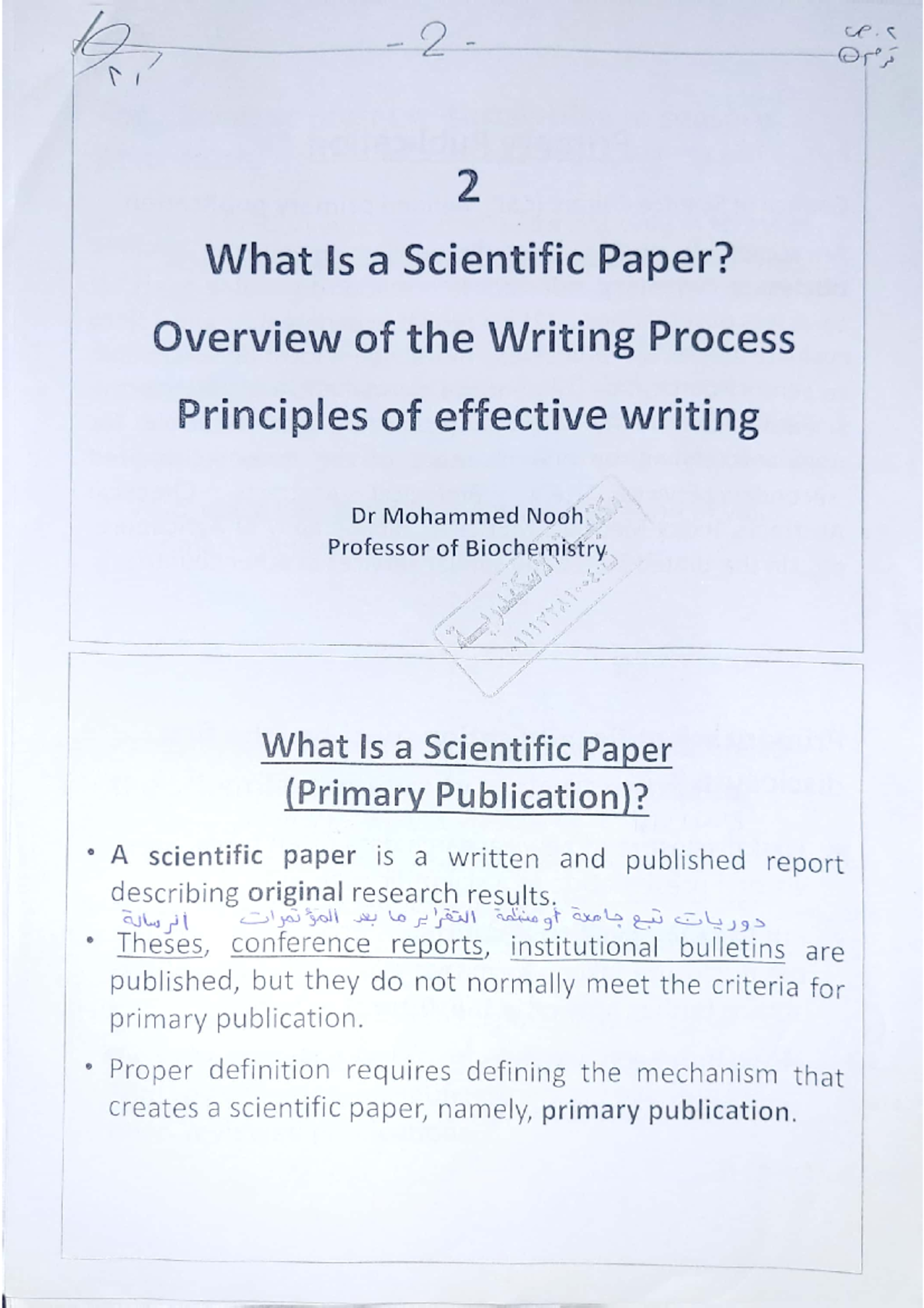 Notes Lec 2 Scientific - Scientific Thinking - Studocu