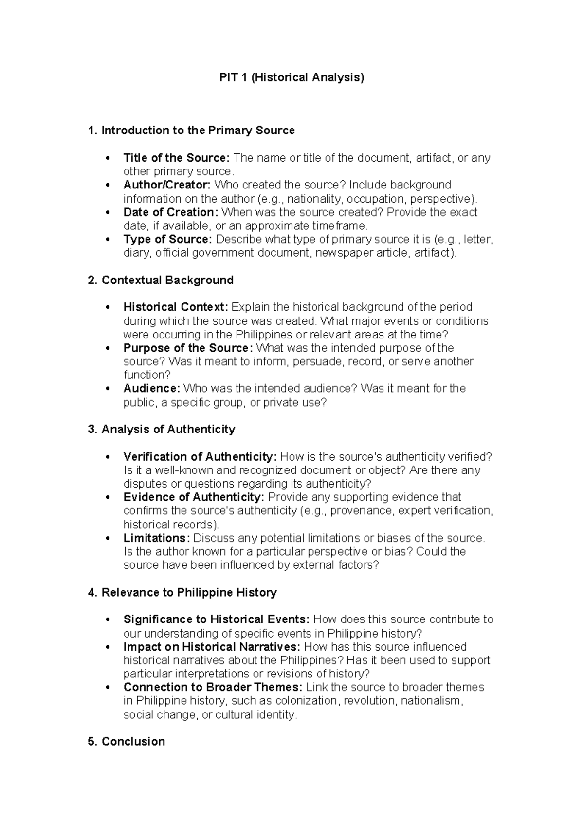 PIT-1 - Yeah - PIT 1 (Historical Analysis) 1. Introduction to the ...