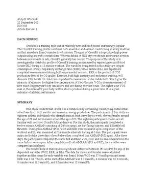 KIN 411 LAB 4 Exercise Prescription Experience 4 - Experience 4 Resting ...