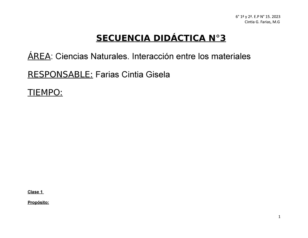 Secuencia Didáctica N 3 Cs Nat - Cintia G. Farias, M SECUENCIA ...