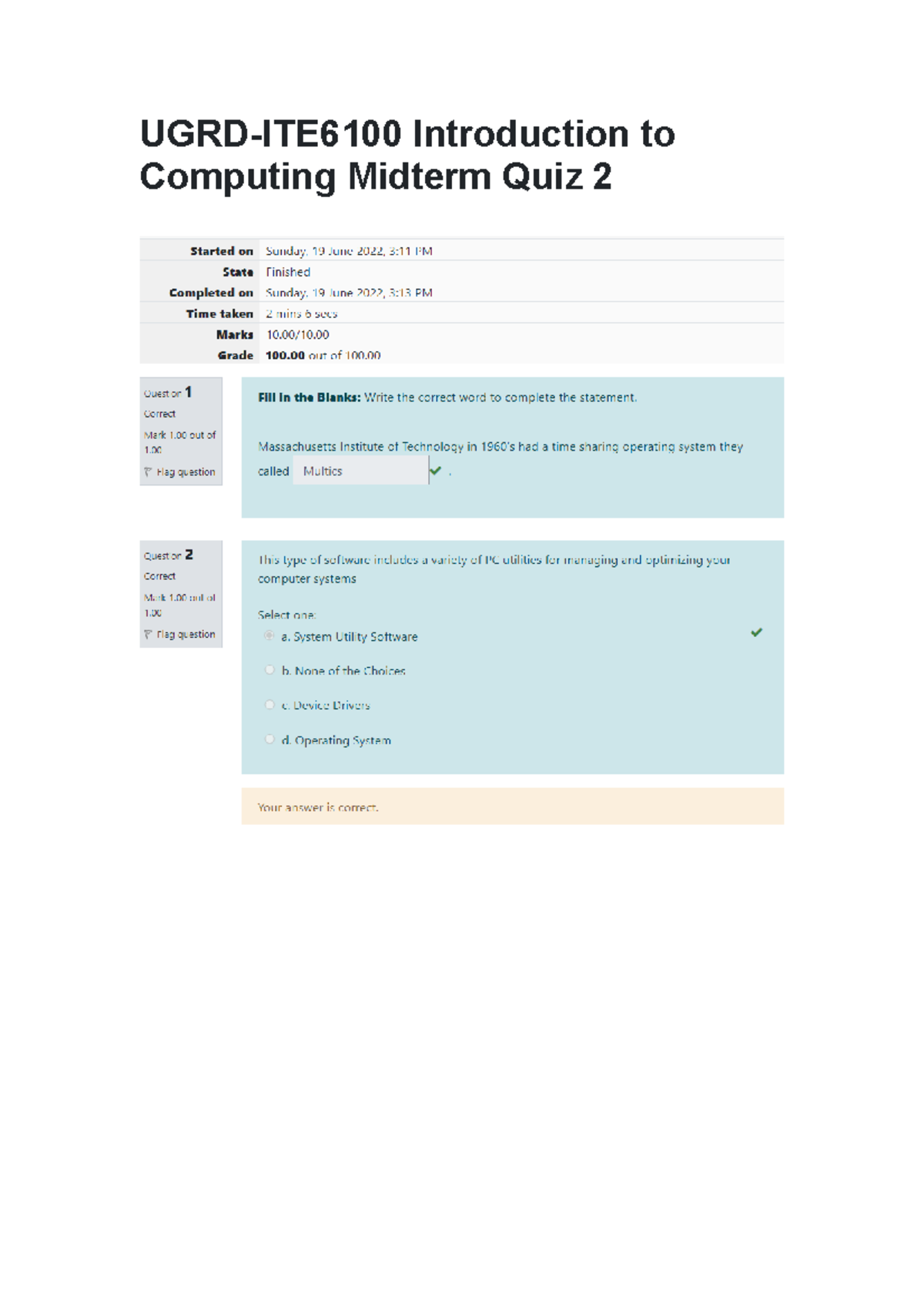 UGRD-ITE6100 Introduction To Computing Midterm Quiz 2 - Studocu