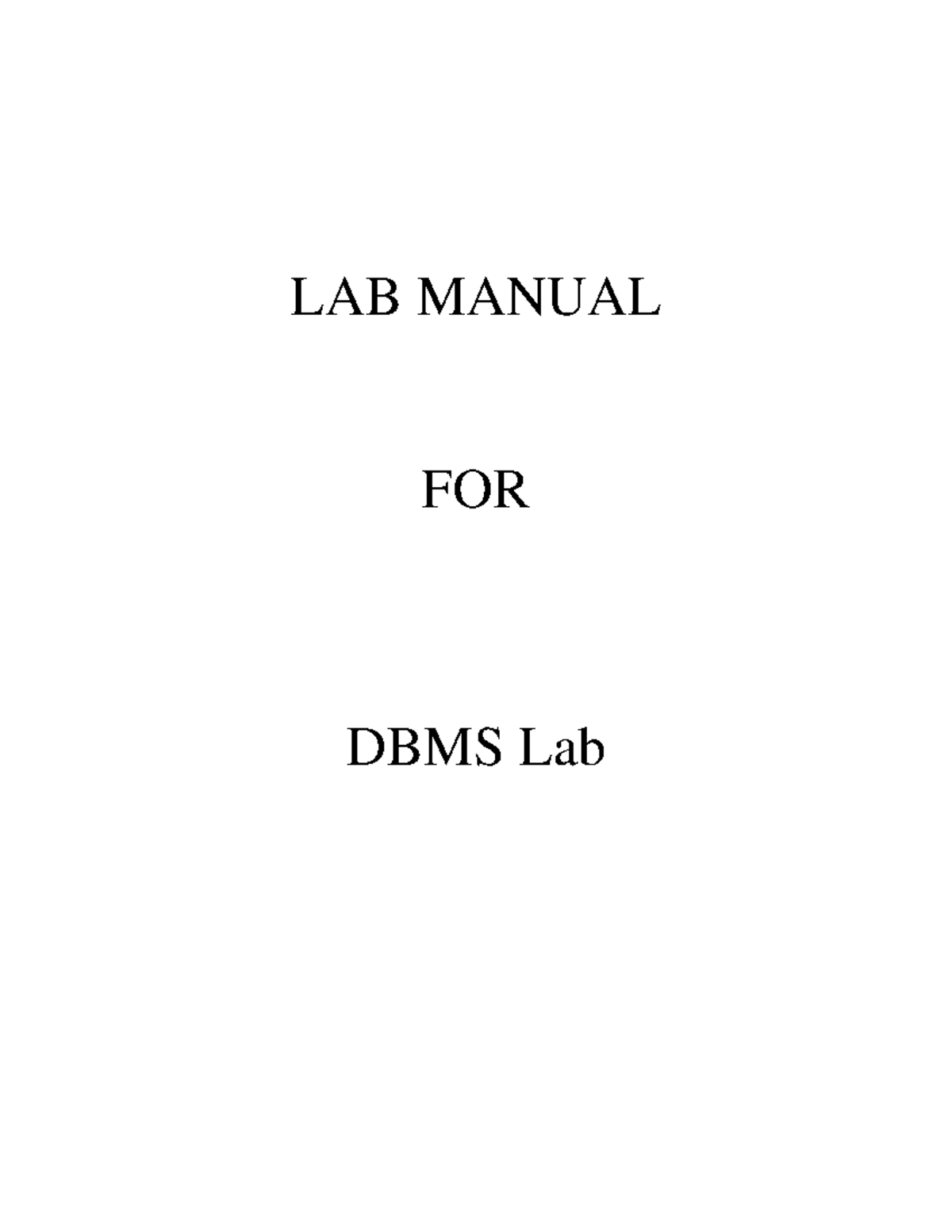 DBMS Lab SemESTER 5 LAB MANUAL FOR DBMS Lab CSE 216 F Database