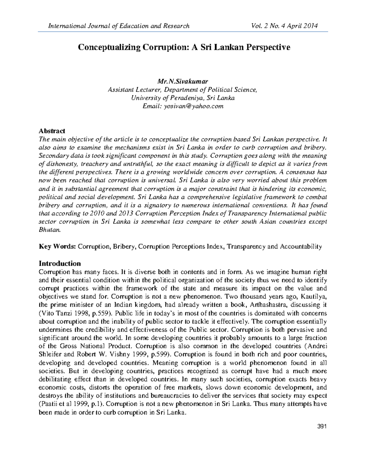 Sri lankan article - International Journal of Education and Research ...