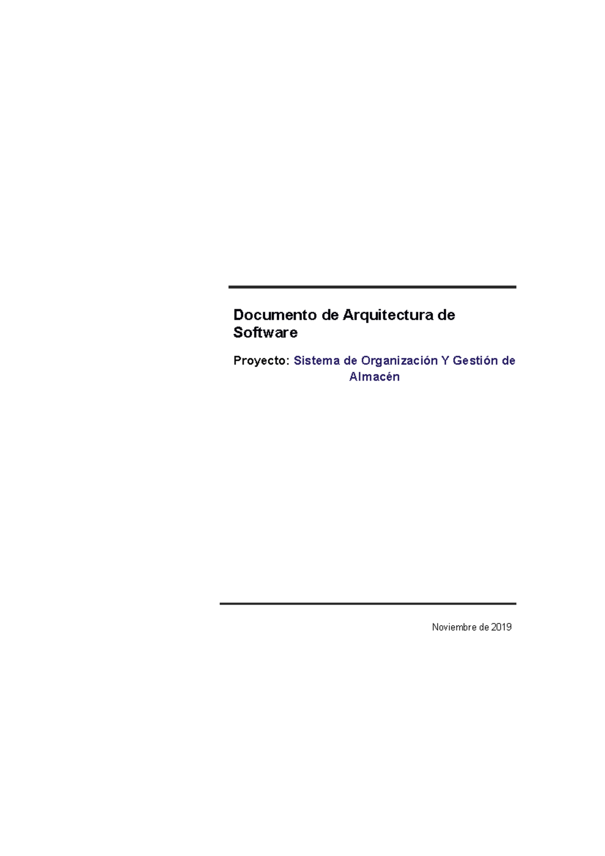 Documento De Arquitectura De Software Documento De Arquitectura De Software Proyecto Sistema 3644