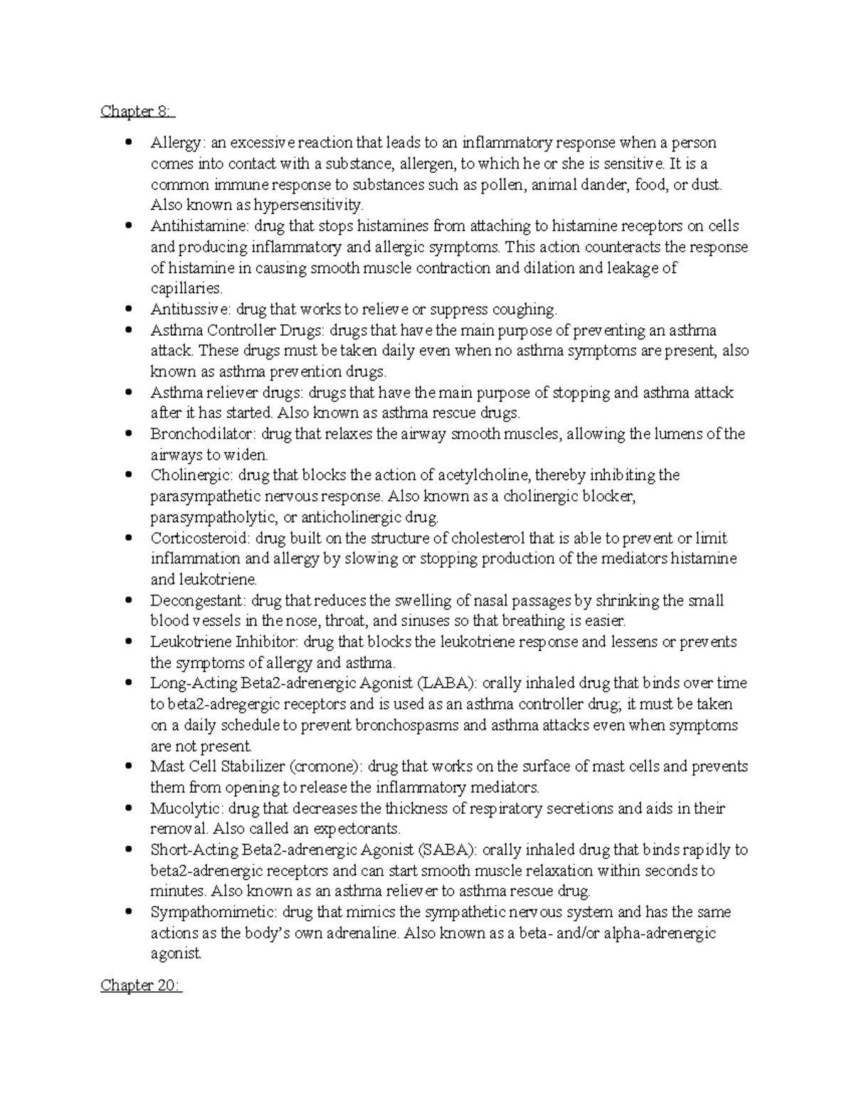 Pharm Key Terms 8 and 20 - pharm201 - Fortis - Studocu