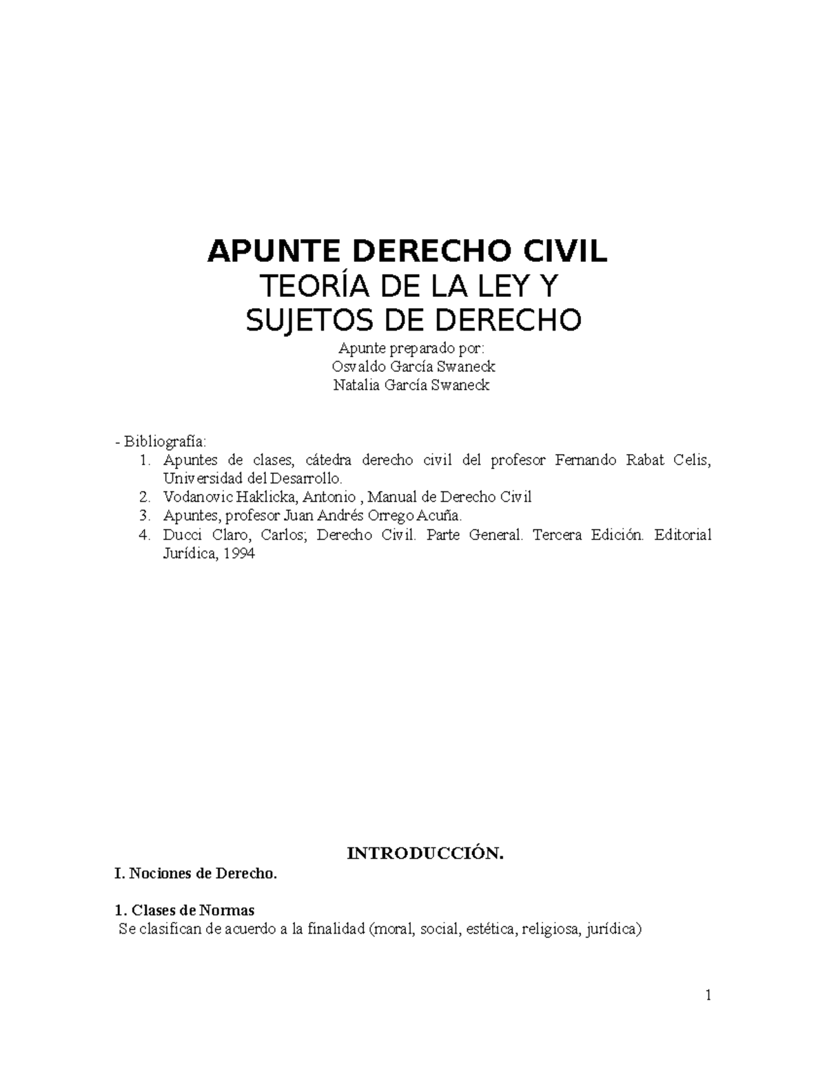 1. Civil 1. Teoria de la Ley y Sujetos de Derecho (Parte Preliminar ...