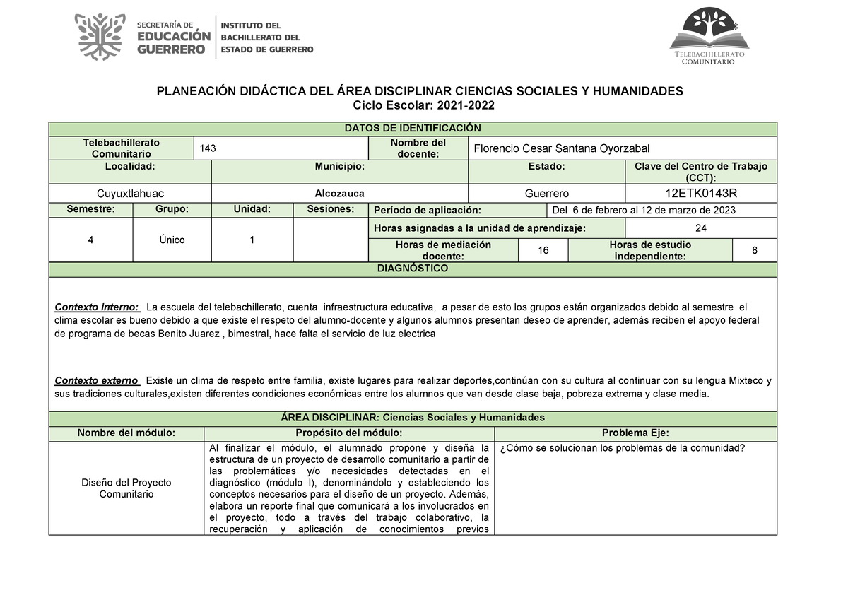 Unidad 1 Diseño Del Proyecto Comunitario- 4 Semestre - PLANEACIÓN ...