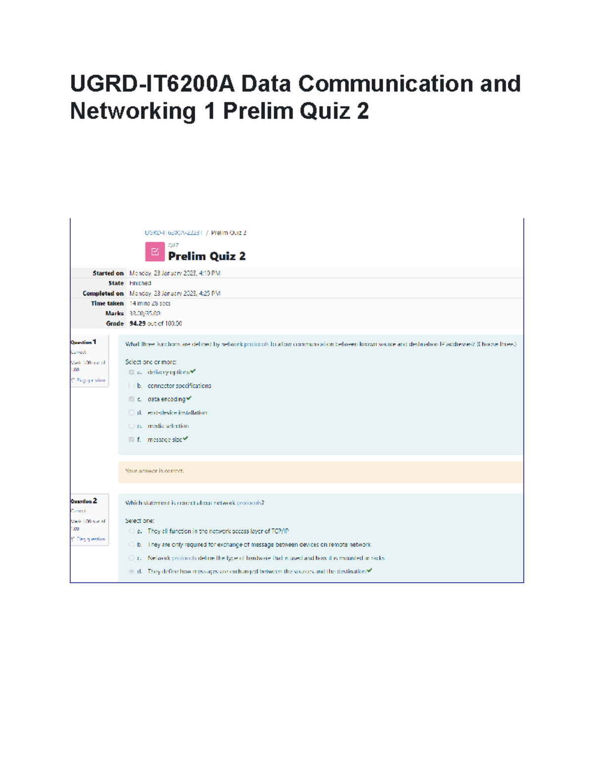 UGRD-IT6200A Data Communication And Networking 1 Prelim Quiz 2 - Studocu