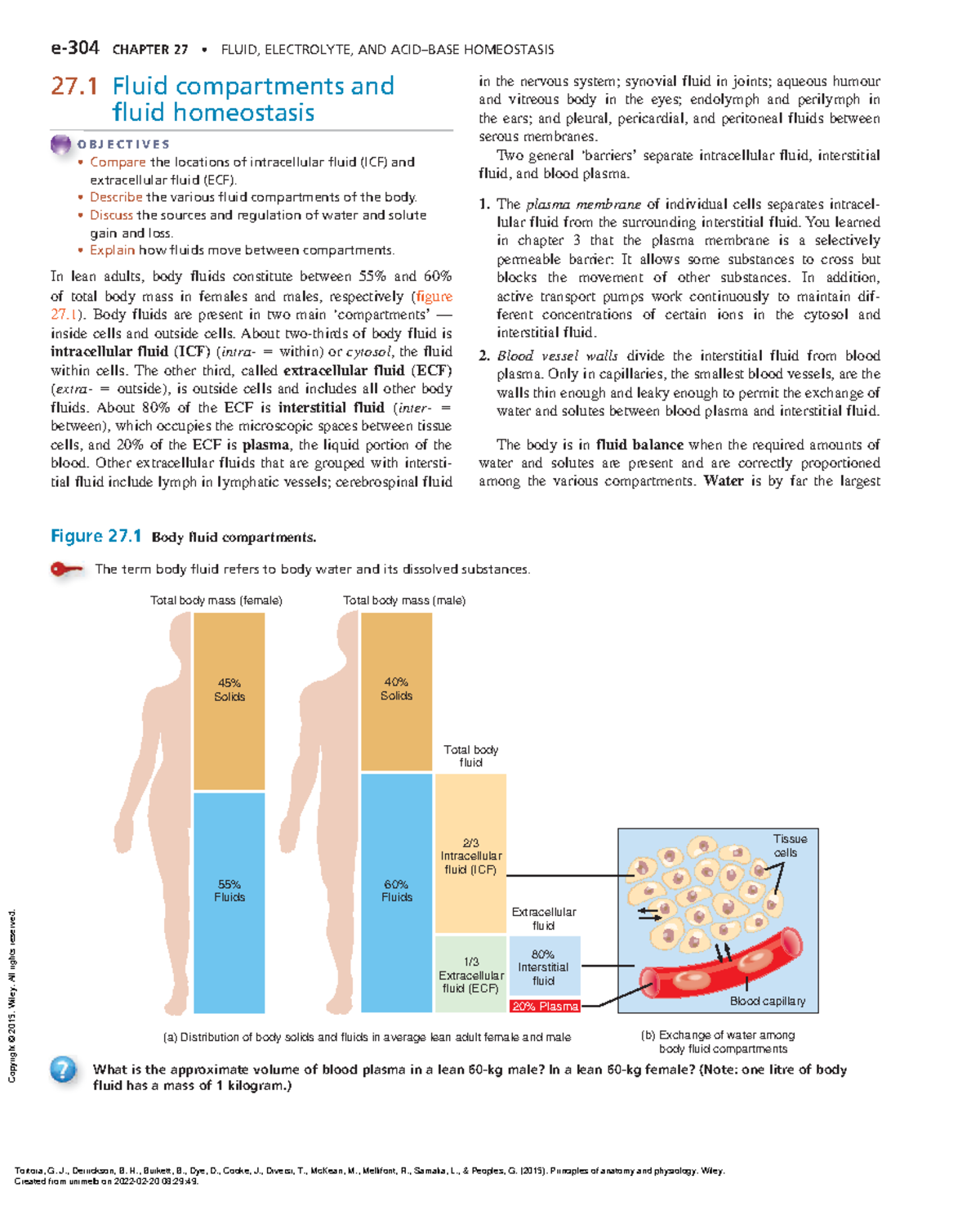 27.1 Fluid Compartments (intro Only) - E-304 CHAPTER 27 • Fluid ...