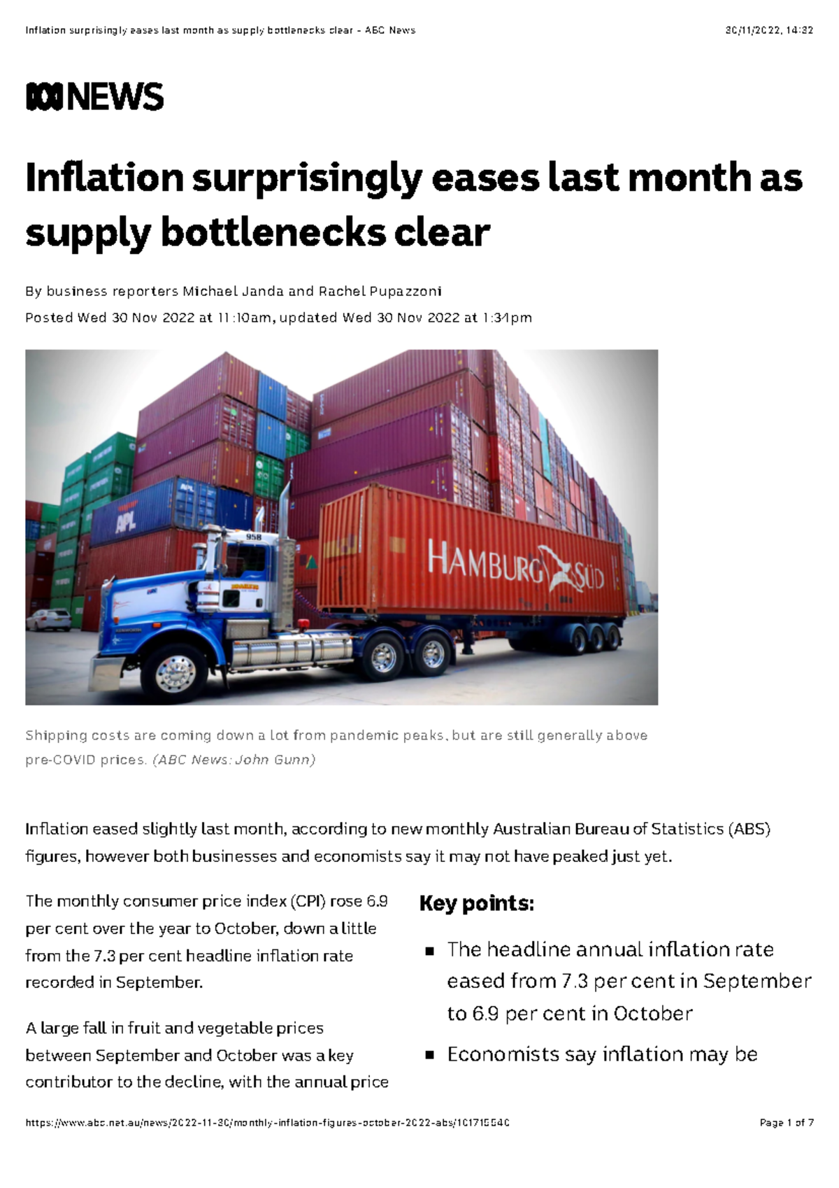 Article for Key Concepts - Inflation surprisingly eases last month as ...