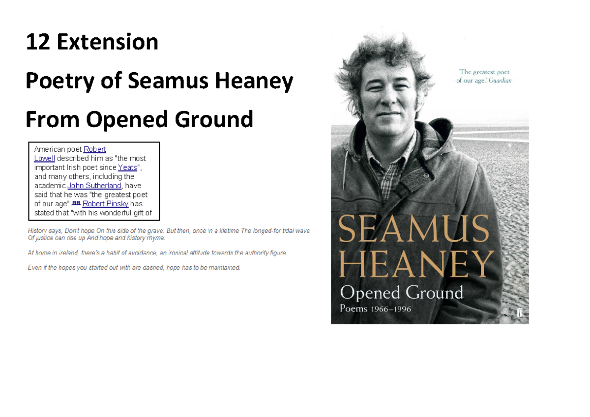 seamus heaney poetry essay leaving cert