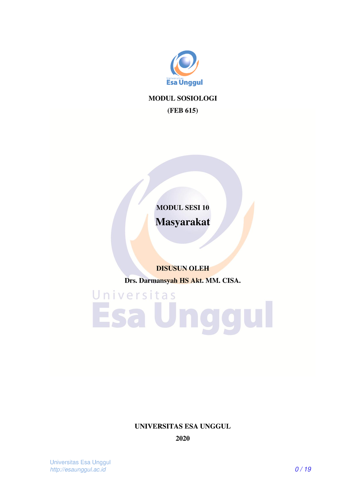 Modul 10 Sosiologi Masyarakat REV - Universitas Esa Unggul Esaunggul.ac ...