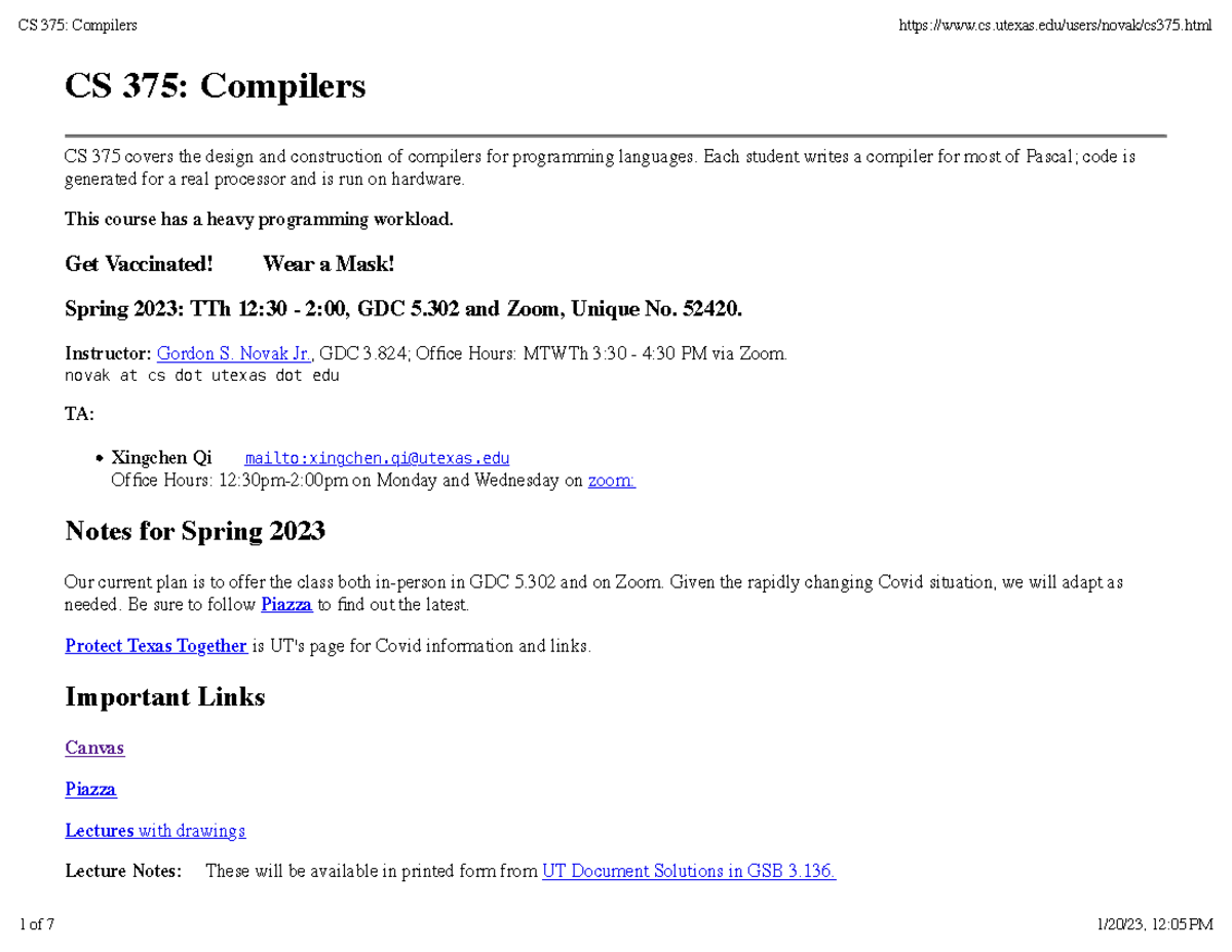 CS 375 Compilers - Yoyoyoyoyoyoyoyo - CS 375: Compilers CS 375 Covers ...