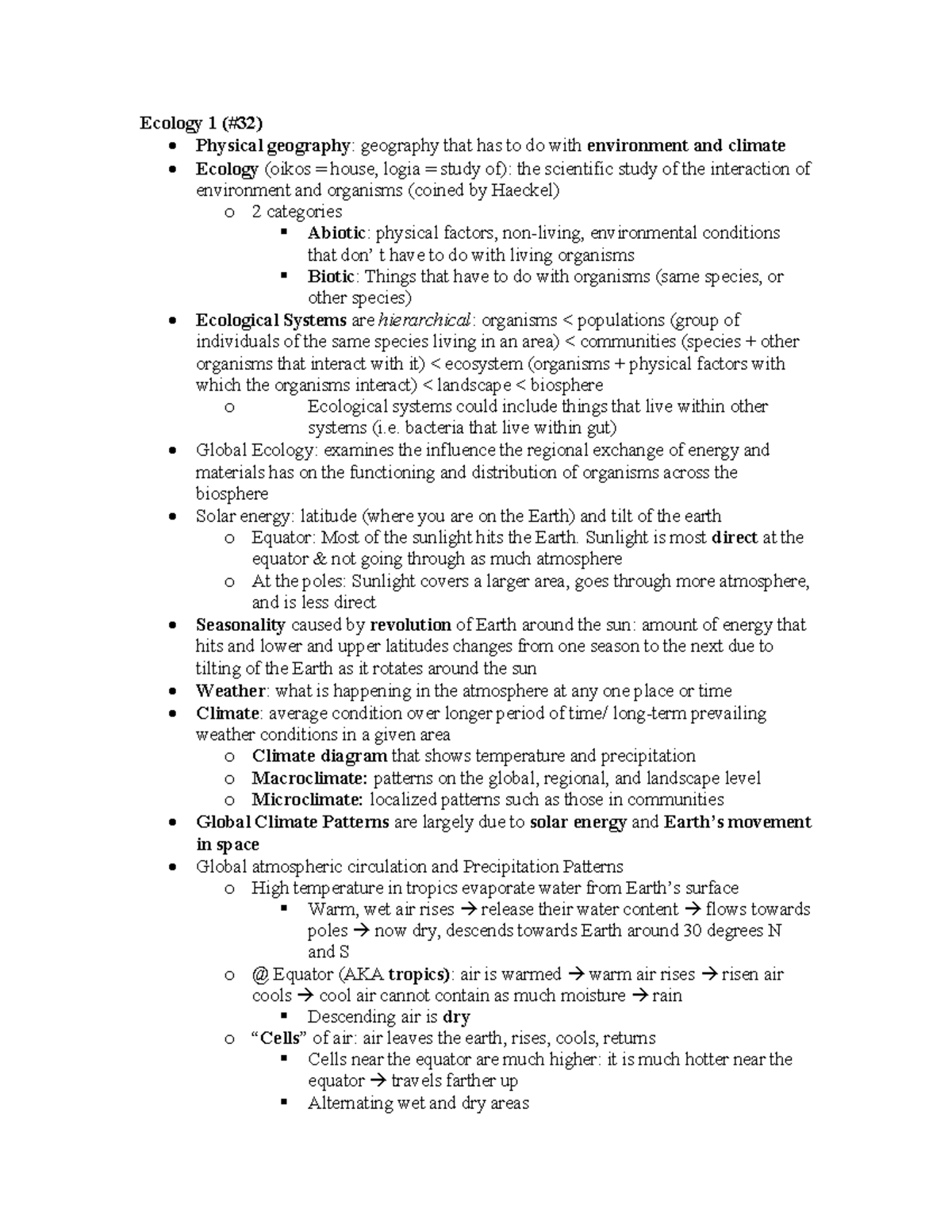 Ecology Lecture 1 - Ecology 1 (#32) Physical geography: geography that ...