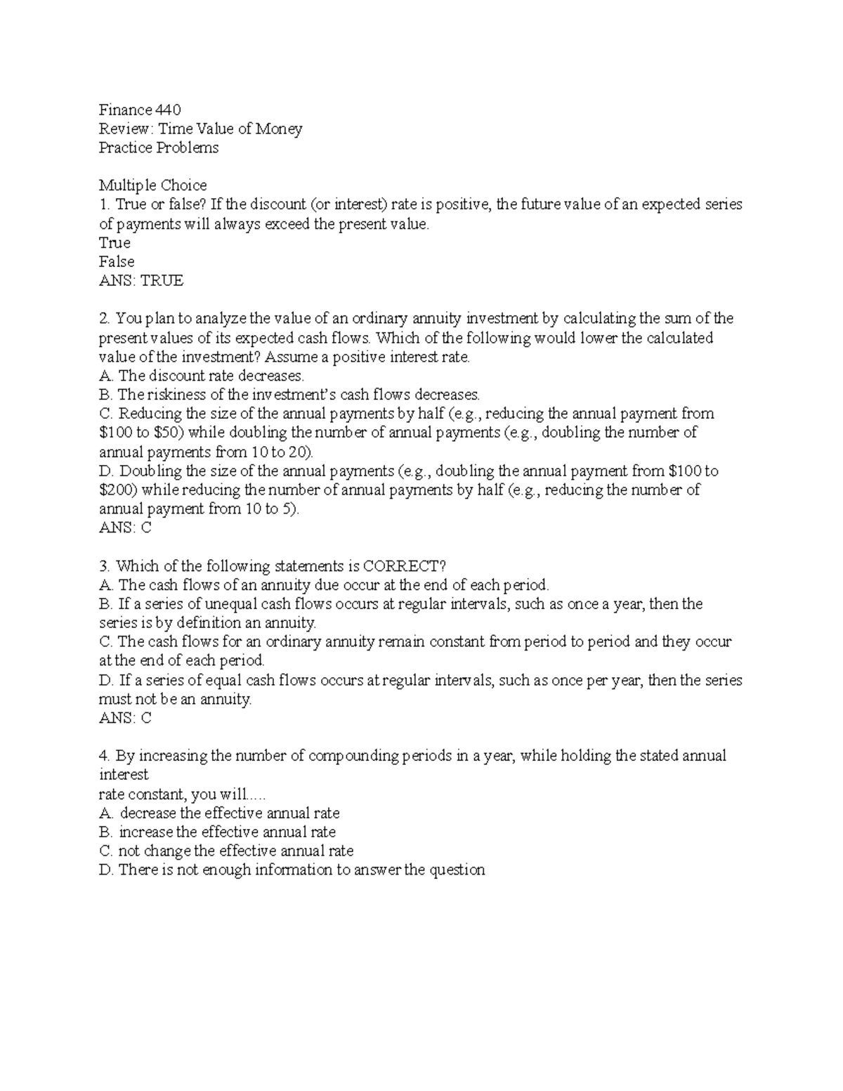 Finance 440 Review Time Value of Money P - Finance 440 Review: Time ...