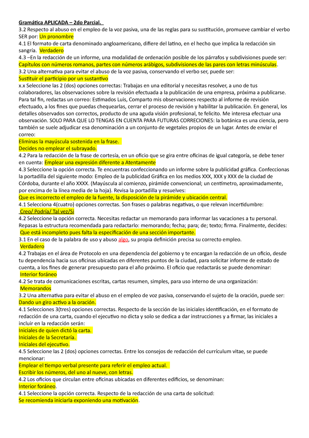 Preguntero Gramática Aplicada - Gramática APLICADA – 2do Parcial. 3 ...