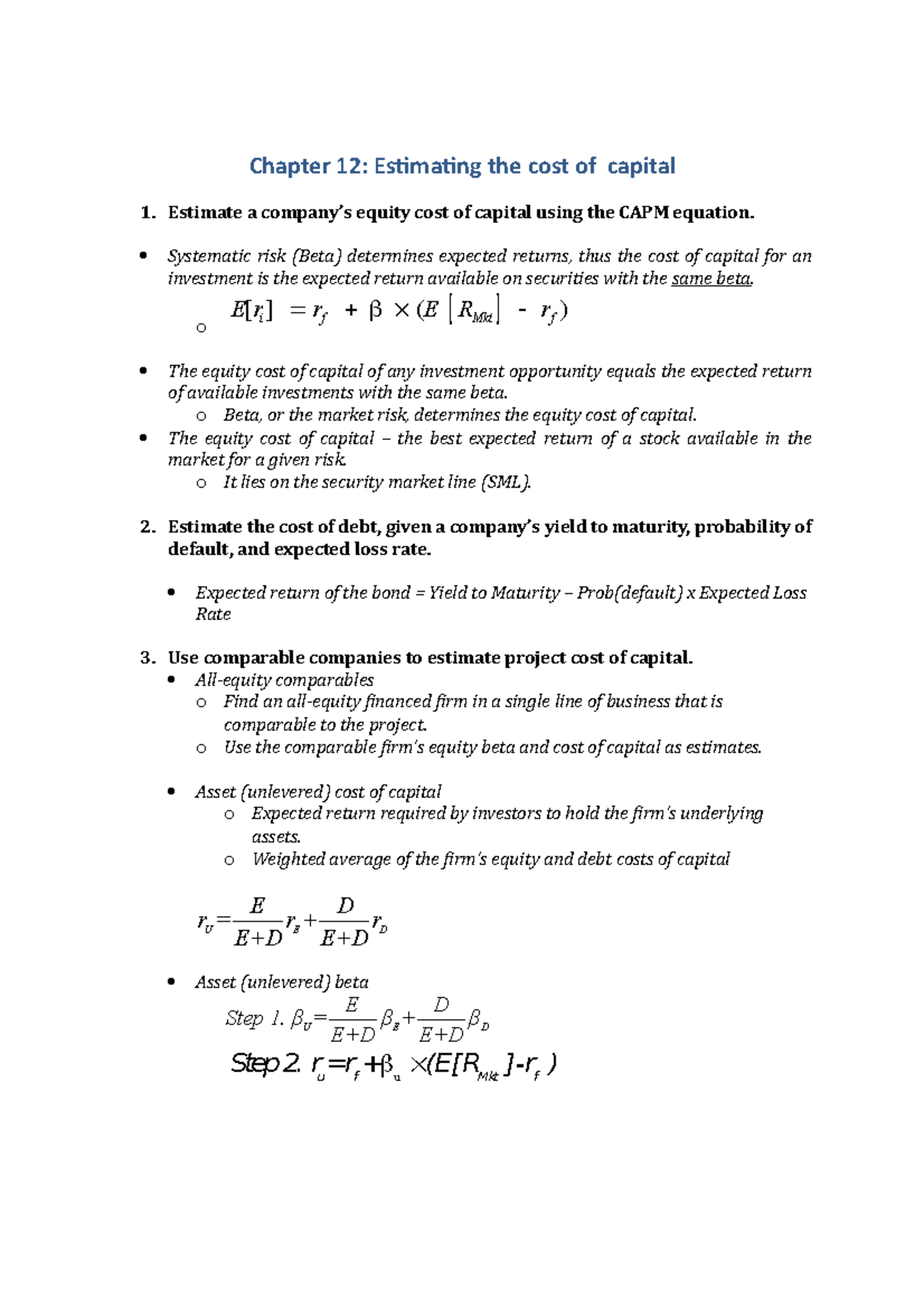 Week 1 notes CFP - A concise summary of the relevant information learnt ...
