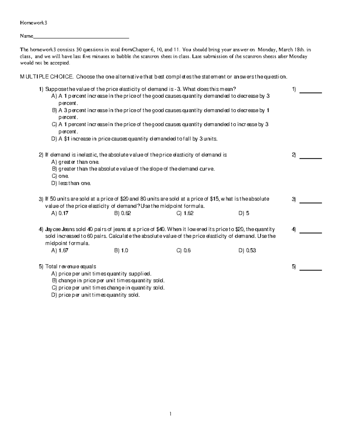 Hw3withkey - Homework 3 with Key - Homework Name ...