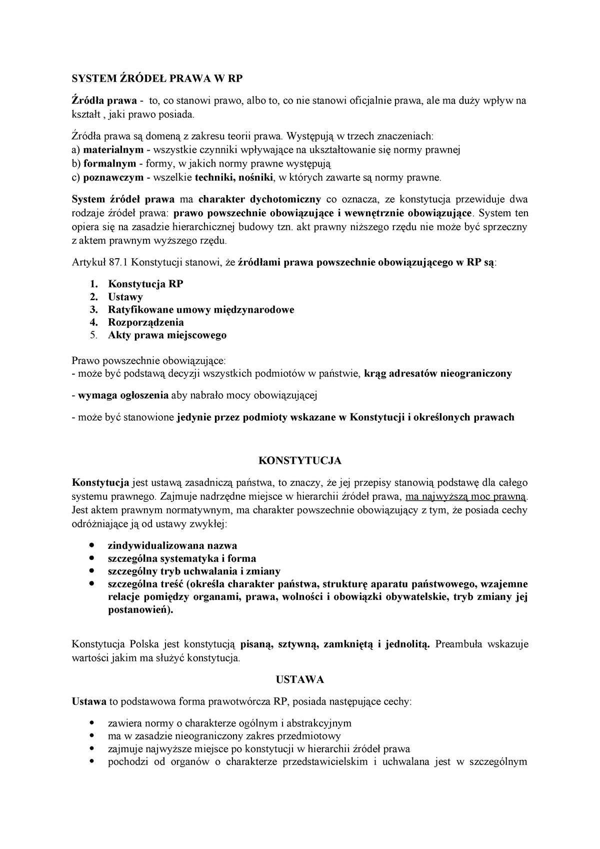 Nauka Legislacji ćw 1 Notatki System ŹrÓdeŁ Prawa W Rp Źródła Prawa To Co Stanowi Prawo 6375