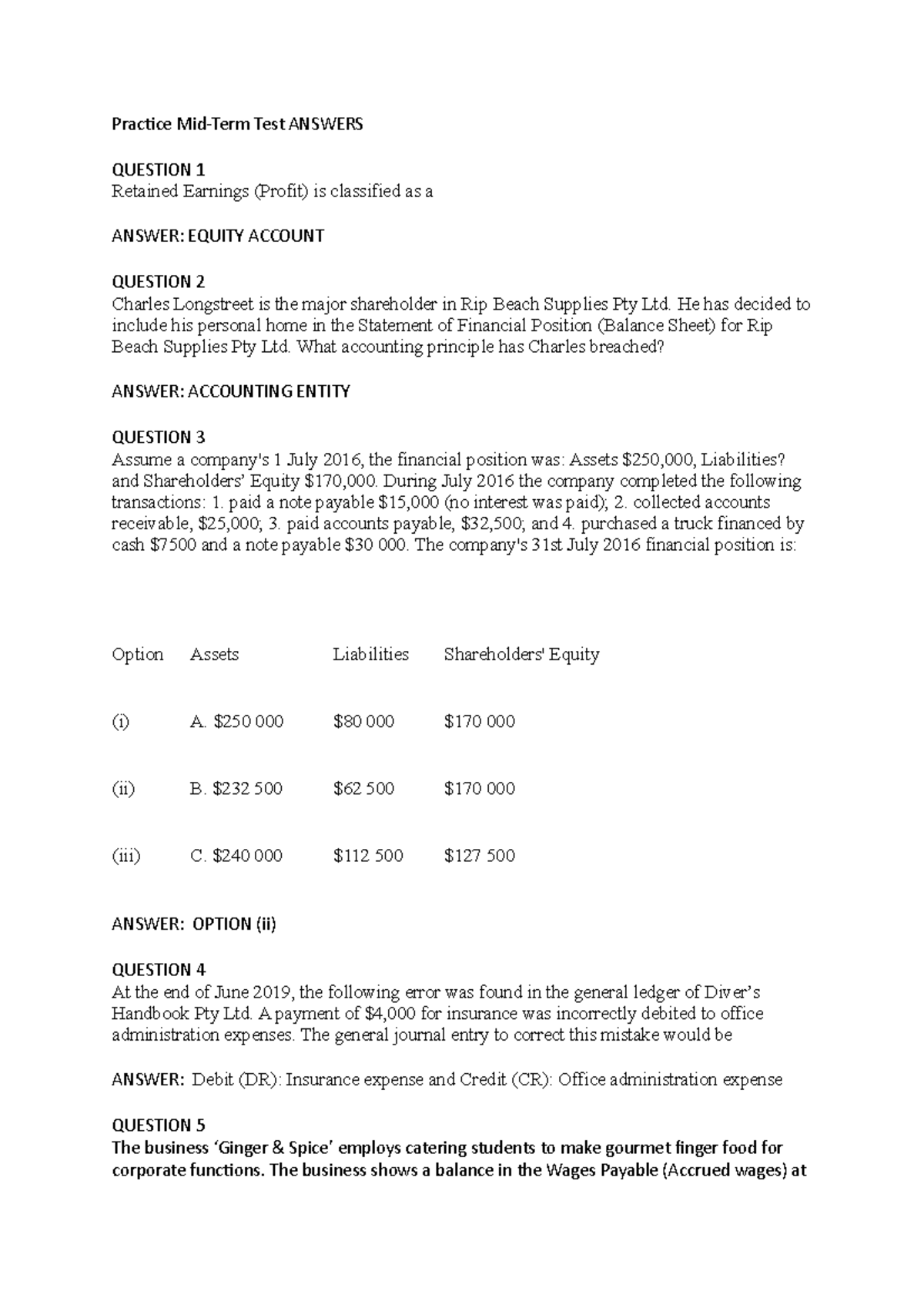 Practice Midterm test answers1 Practice MidTerm Test ANSWERS