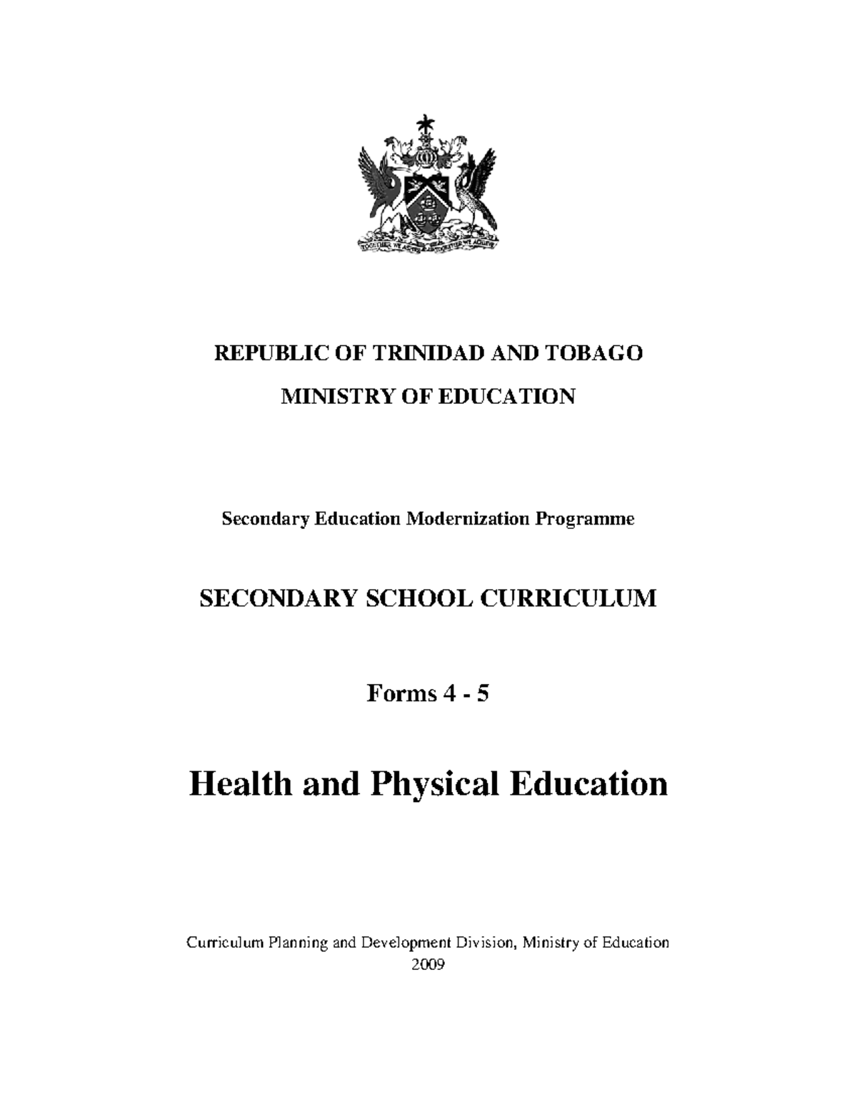 Health And Physical Education REPUBLIC OF TRINIDAD AND TOBAGO   Thumb 1200 1553 