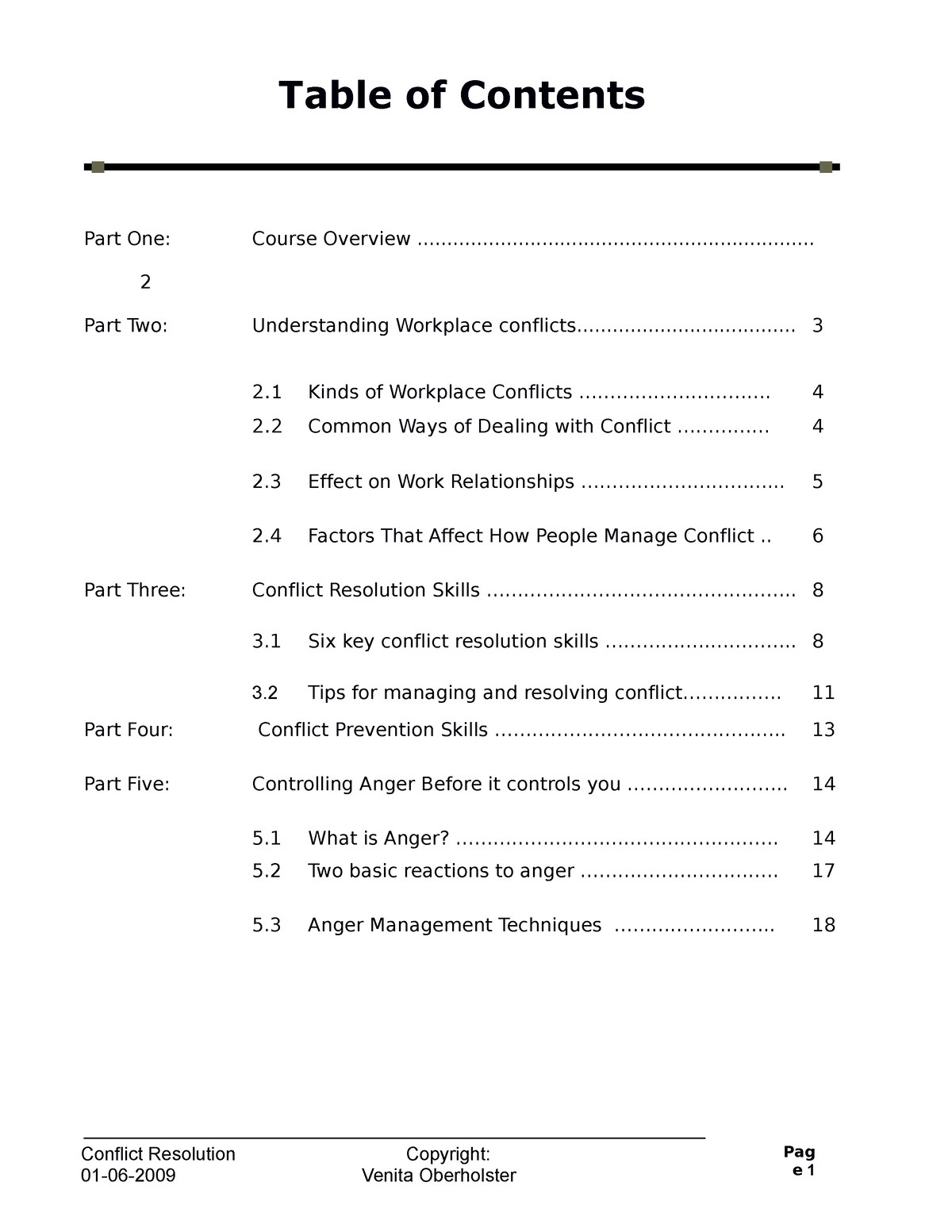 conflict-resolution-skills-table-of-contents-part-one-course