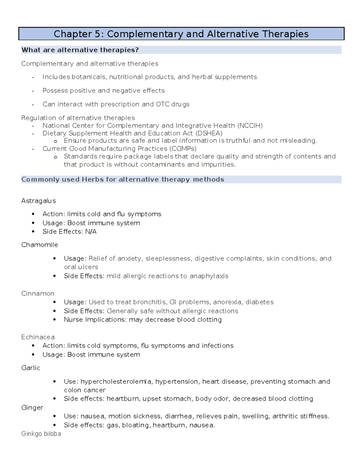 Pharm- CH5 - Chapter 5: Complementary And Alternative Therapies What ...