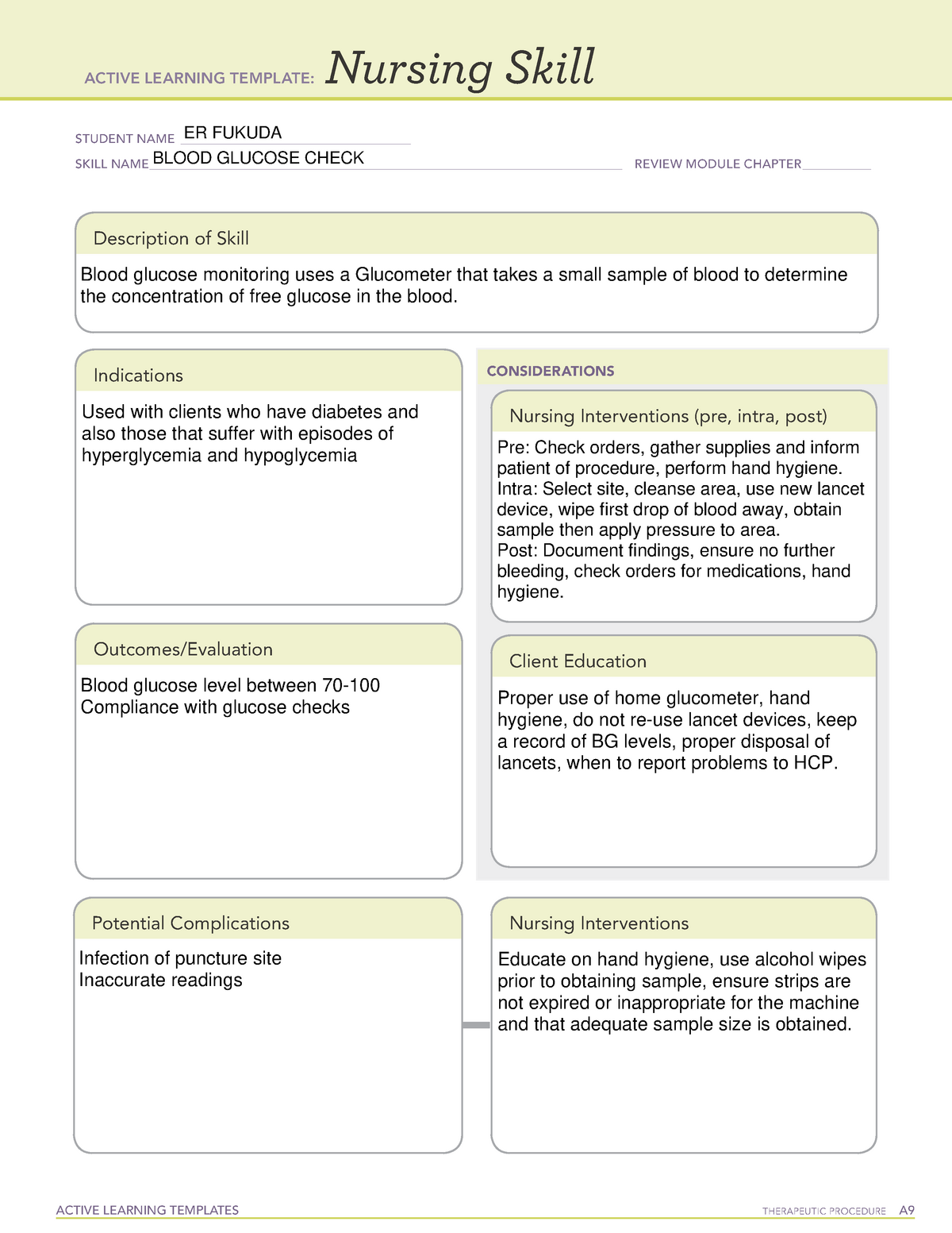 Active Learning Template Diagnostic Procedure