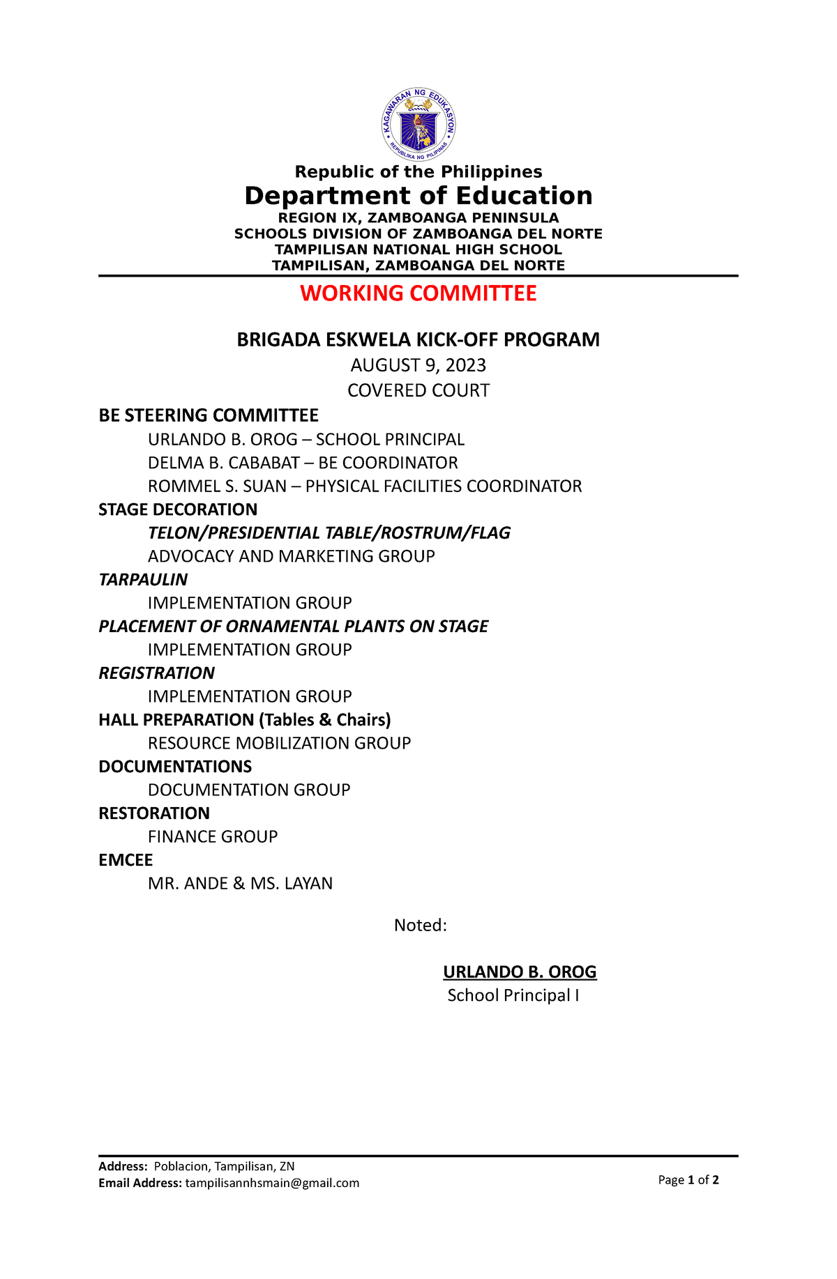 Working Group System Republic Of The Philippines Department Of Education Region Ix Zamboanga 4248