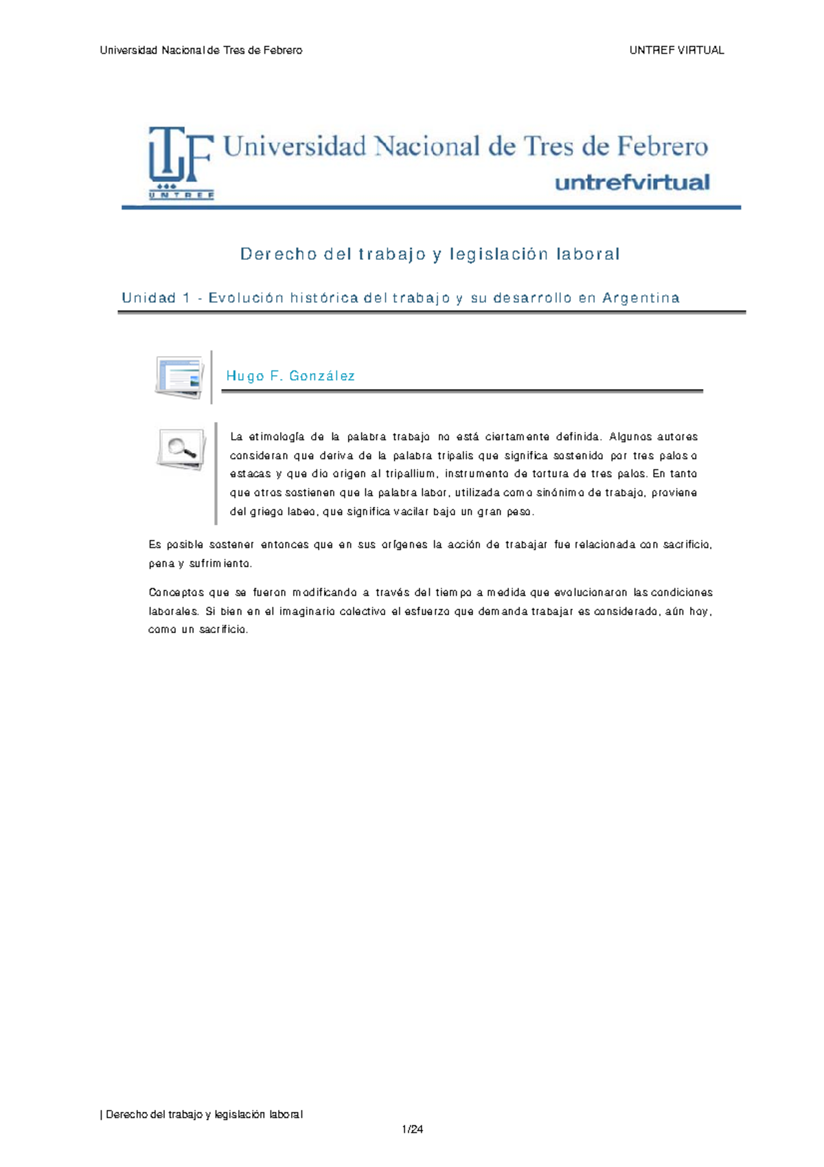 Unidad 1 - Derecho del trabajo y legislación laboral Unidad 1 ...