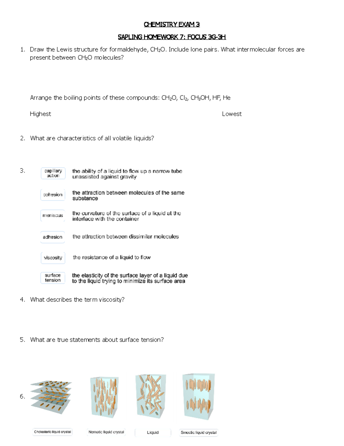 sapling homework answers chemistry