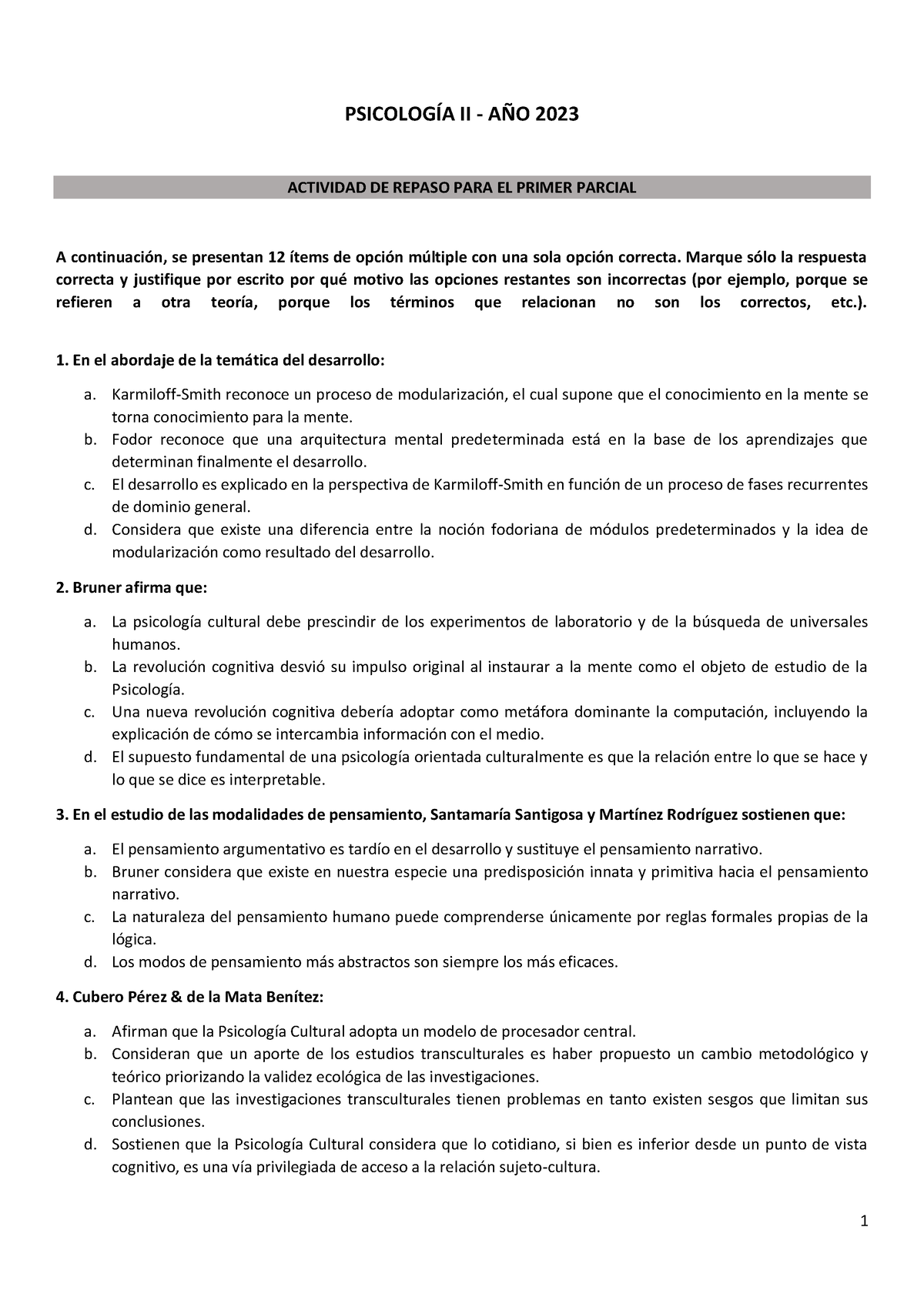 PS2 - Actividad DE Repaso - Primer Parcial - 1 PSICOLOGÍA II - AÑO 2023 ...