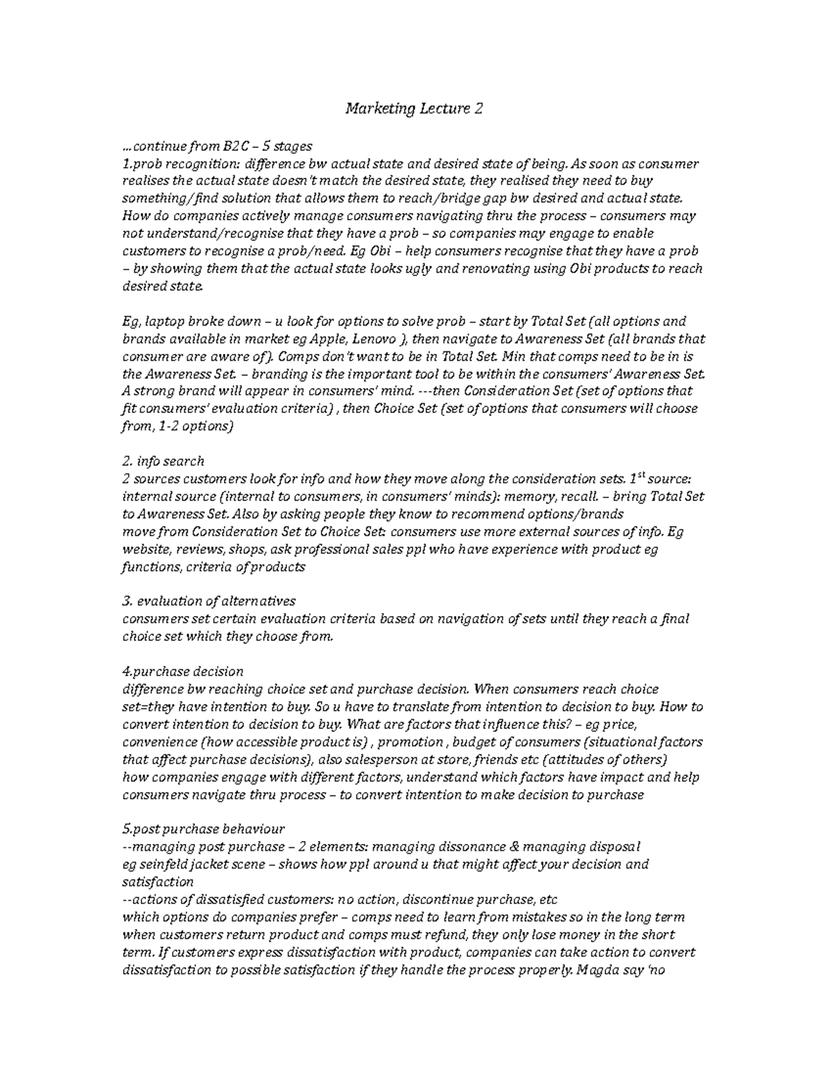 Marketing Lecture 2 - Analysing the Business Environment (self notes ...