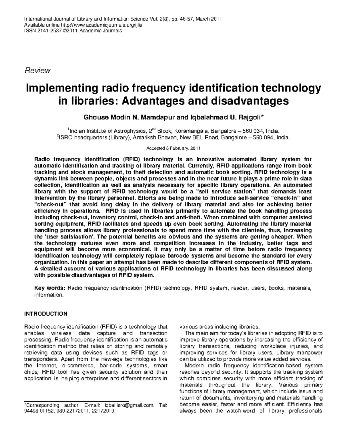 Implementing radio frequency identification technology - International ...