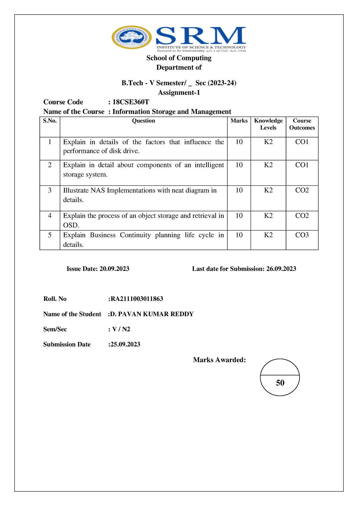 ISM Assignment - Ntg - School Of Computing Department Of B - V Semester ...