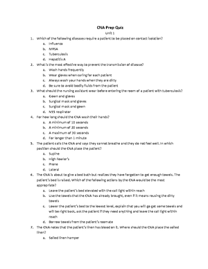 CNA Practice Pdf 525+ Q&A - CNA PRACTICE TEST I Item 1 Of 150 A ...