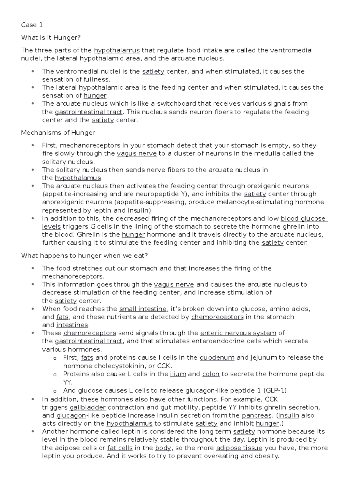 Block 1.5 case 1 pbl cases Case 1 What is it Hunger? The three