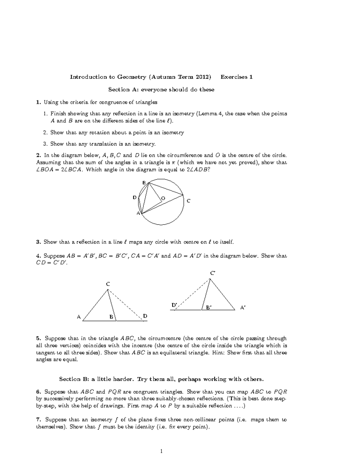 MA125 2012 2013 Problem Sheet 1 Introduction To Geometry Autumn Term ma125-2012-2013-problem-sheet-1-introduction-to-geometry-autumn-term