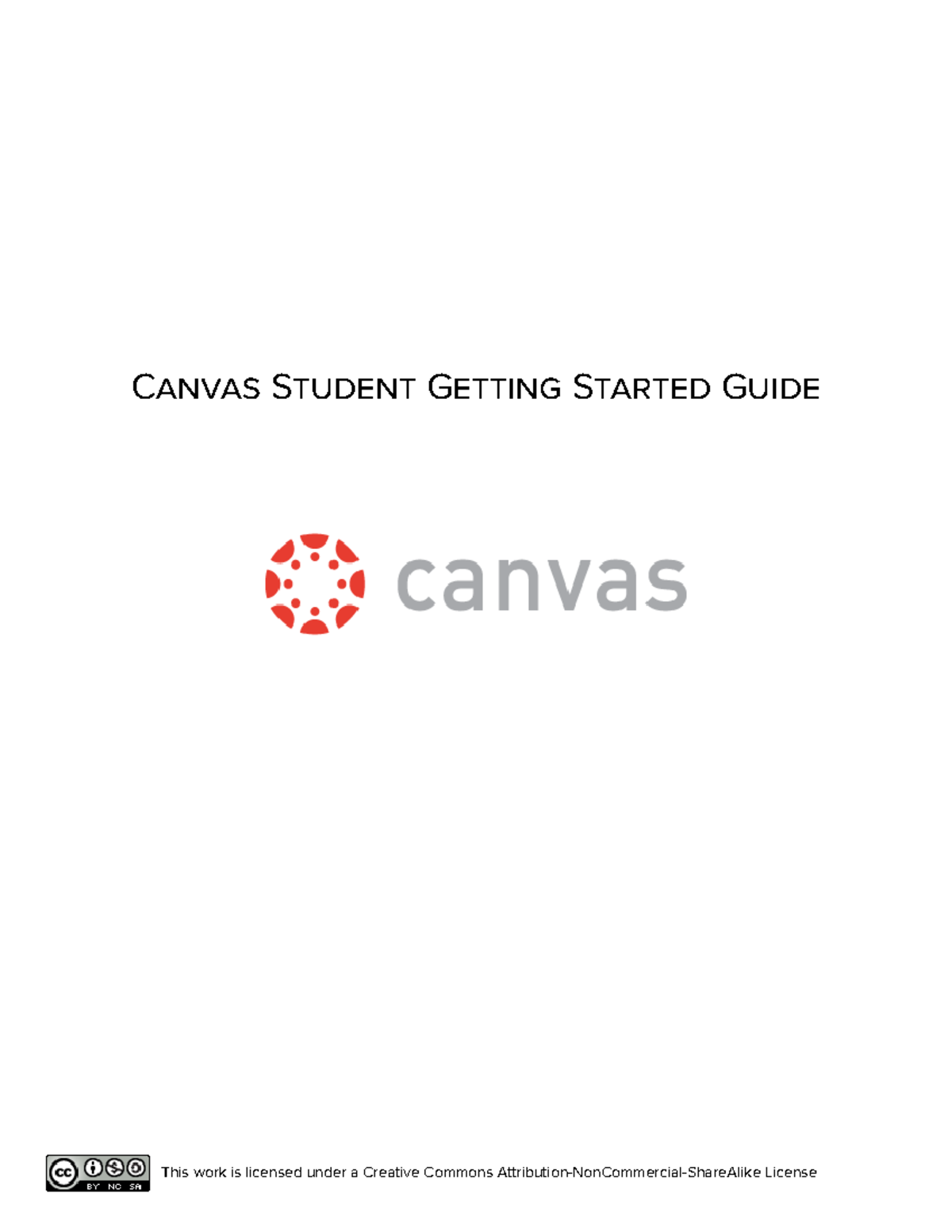 E content Canvas Student Getting Started Guide This work is licensed under a Creative Commons
