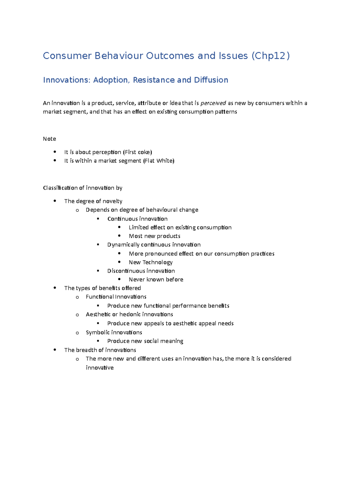 Week 10 Lecture Notes Consumer Behaviour Outcomes And Issues Chp12 Week 10 Lecture Notes Consumer Behaviour Outcomes And Issues Chp12