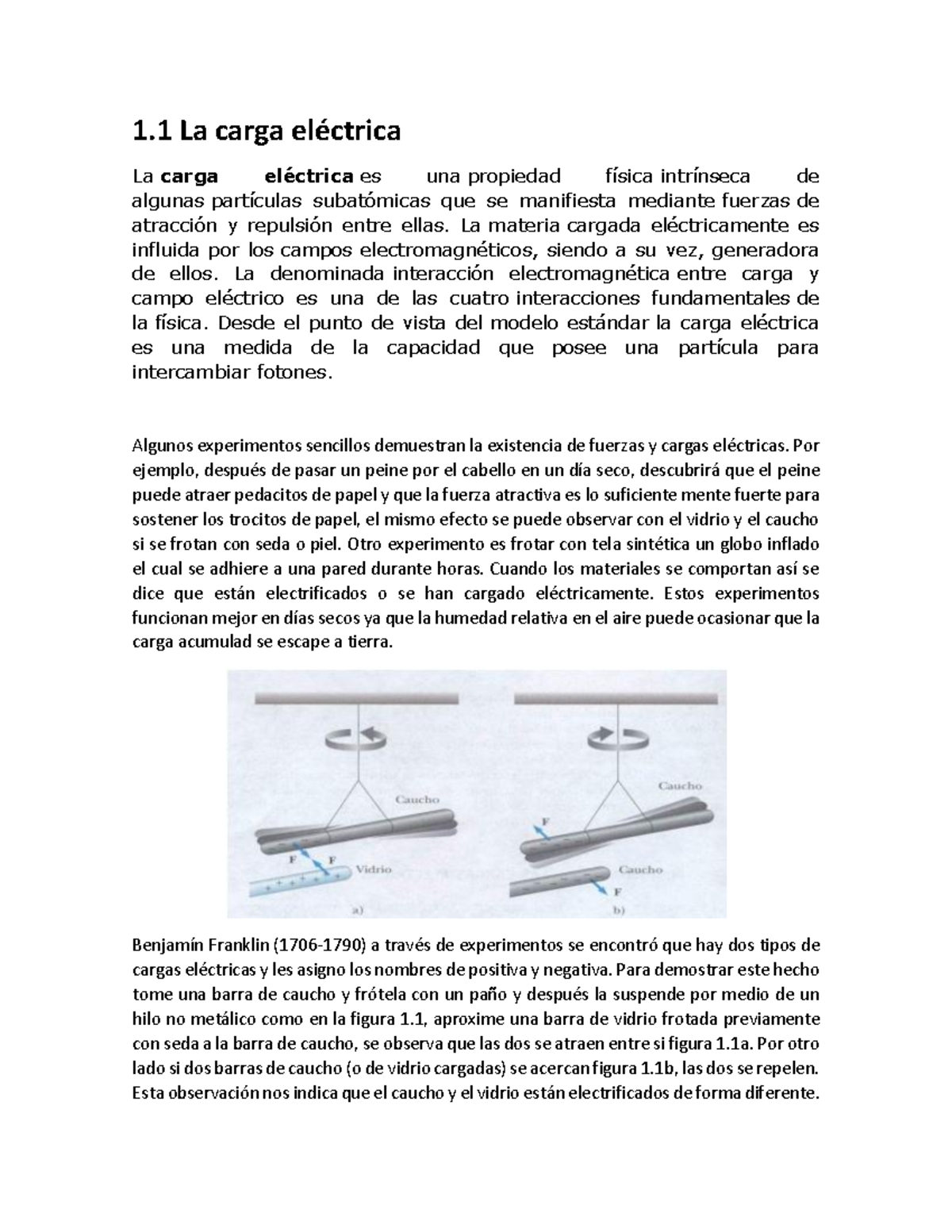 1.1 La carga eléctrica resumen u1 1 La carga eléctrica La carga