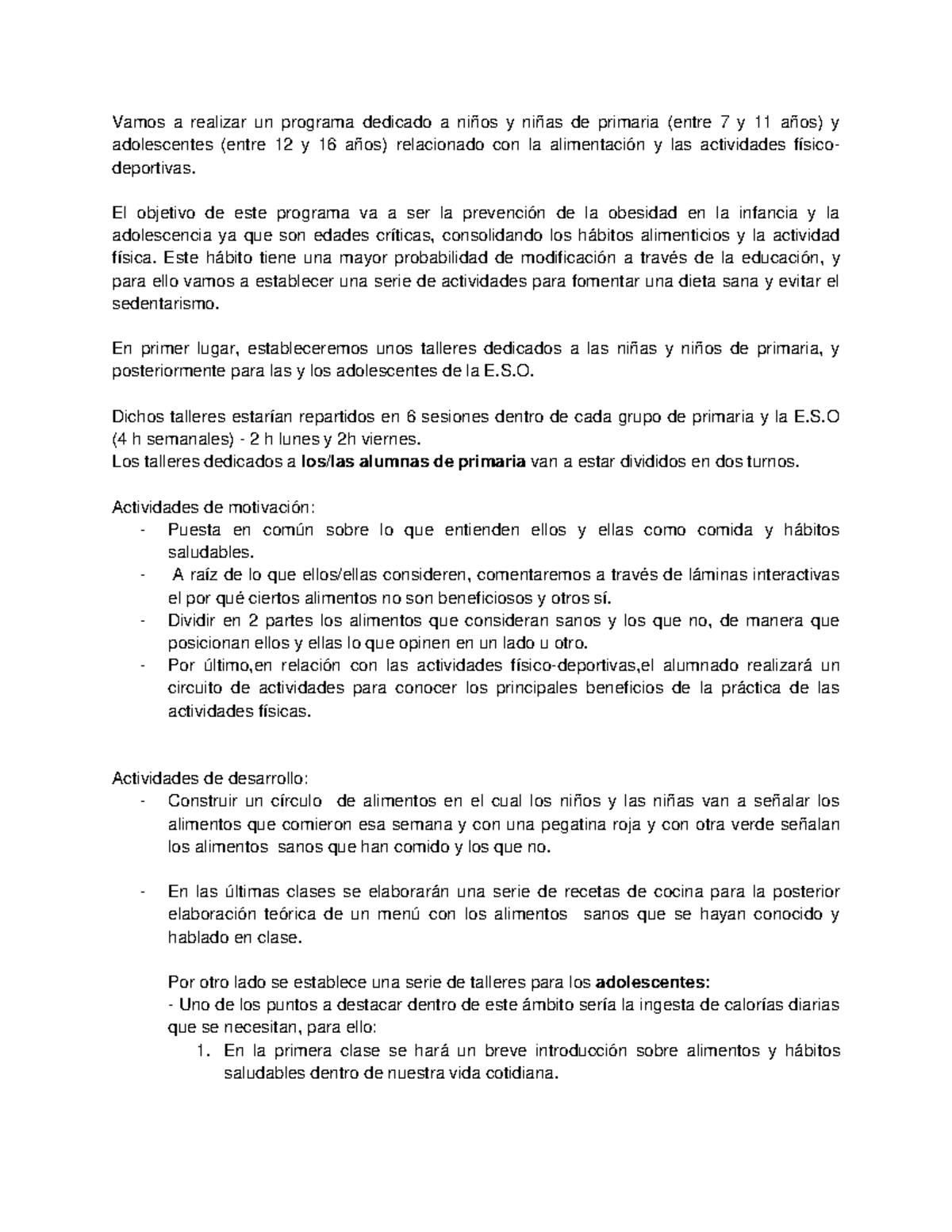 actividades alimentación saludable primaria