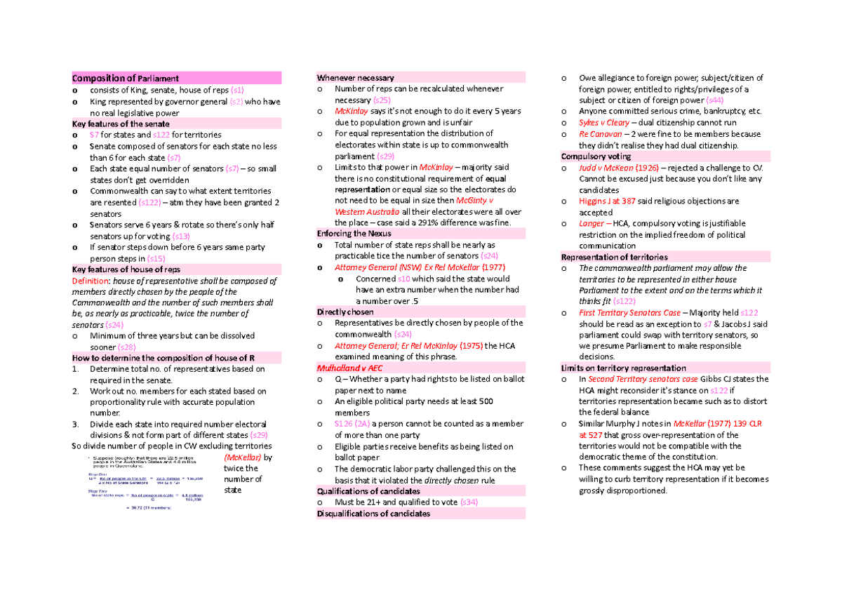 Exam Template Constitutional Law - Composition of Parliament o consists ...