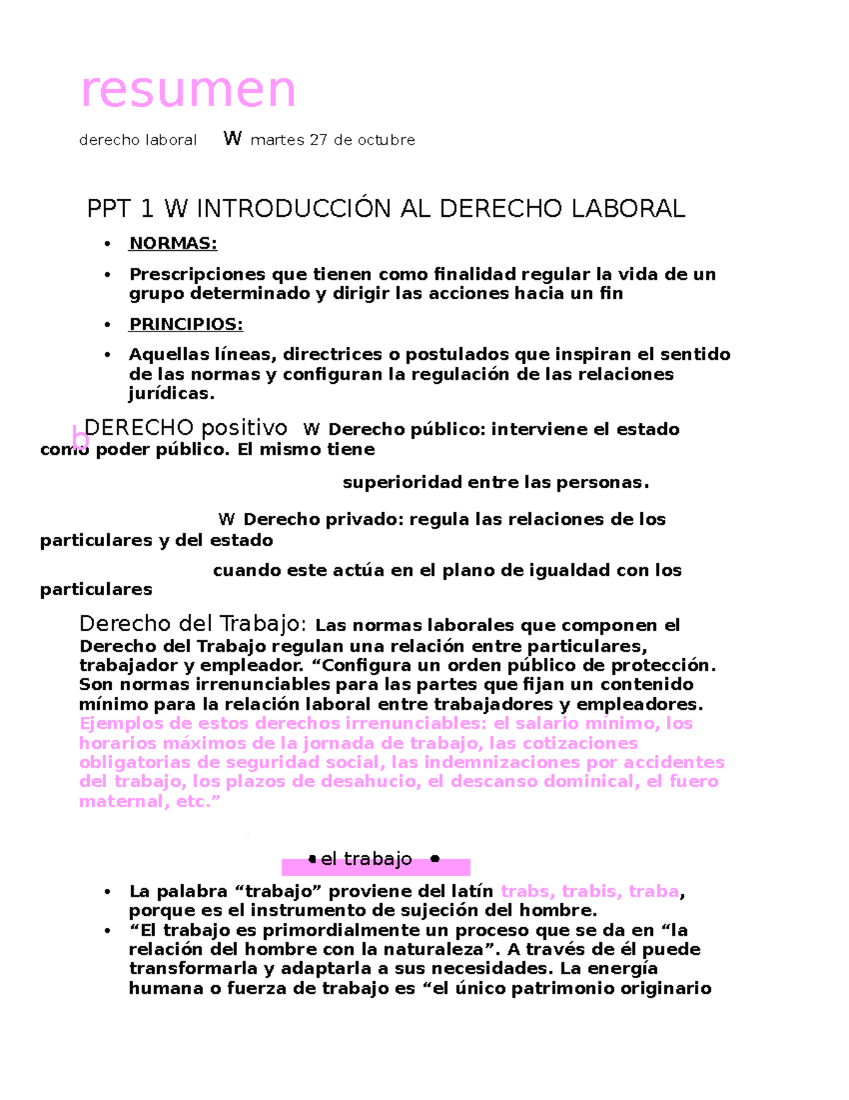 Apuntes Derecho Laboral Completo - Resumen Derecho Laboral W Martes 27 ...