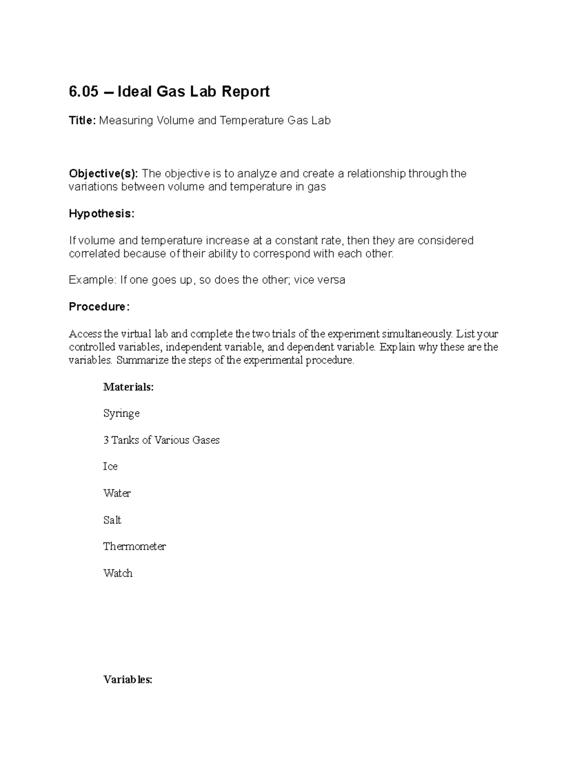 6 the best 6 Ideal Gas Lab Report Title Measuring Volume and